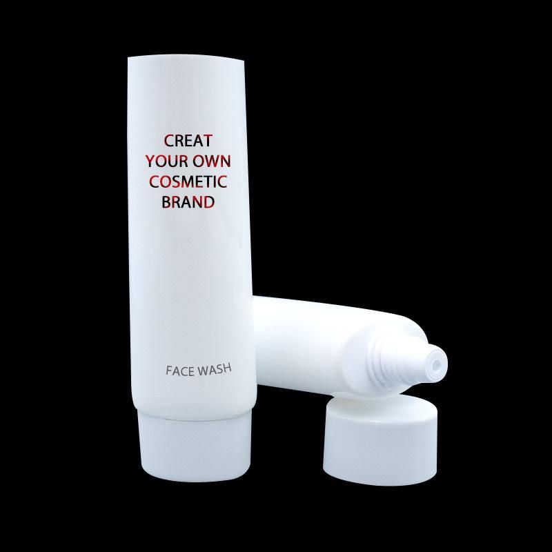 Eco-Friendly White Cosmetic Squeeze Tube Wrap Oval Hand Cream Tube Flip Top Lid Face Wash Tube