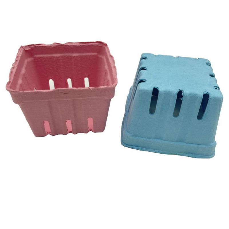 Biodegradable Customized Paper Pulp Molded Vegetable Punnet Recycled Fruit Packaging Basket