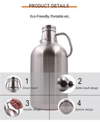 Stainless Steel Gallon Carbonated Draft Beer Drink Bottle Keg Growler