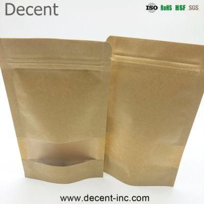 Customized Printed Food Grade Packaging Wholesale Plain Cheap Craft Pouch Zipper Brown Kraft Paper Bags