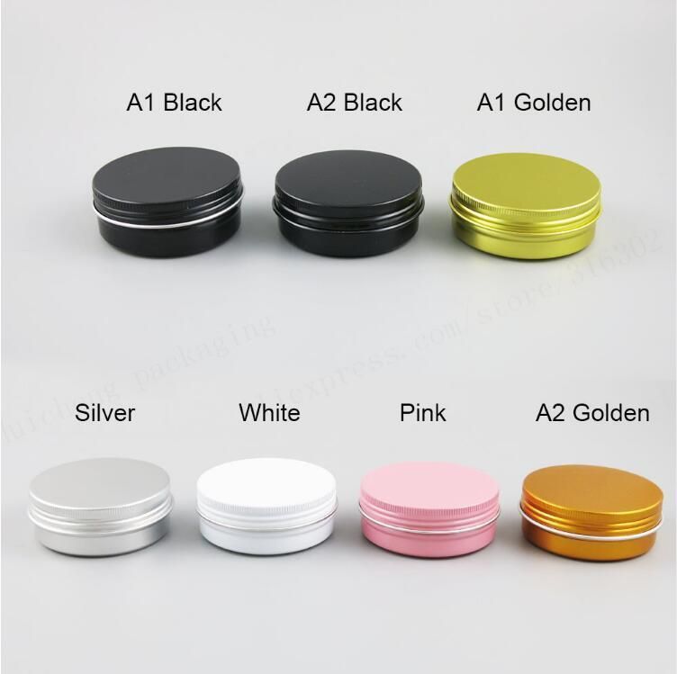 Empty Refillable Aluminum Jar 60ml Black Gold White Pink Silver Metal Tin 2oz Cosmetic Containers Crafts Packaging