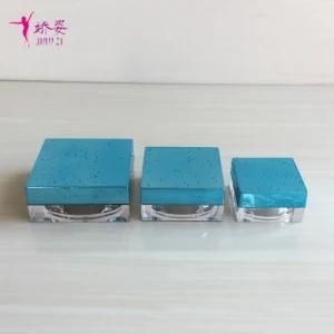 50g Square Cosmetic Jar Loose Powder Jar with Electroplated Water Drops Lid