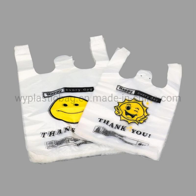 Wholesale Eco Friendly Singlet Bag 100% Biodegradable Plastic Shopping Bag with Logo Printed Degradable Plastic Grocery Bag