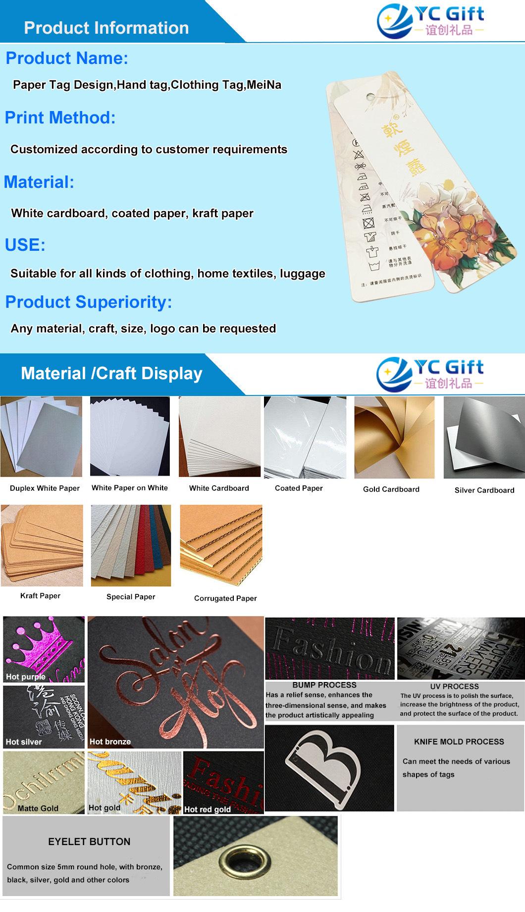 Factory Custom Garment Accessories Coated Paper Printing 3m Hang Tag Brand Sticker Clothing Maker for Decoration