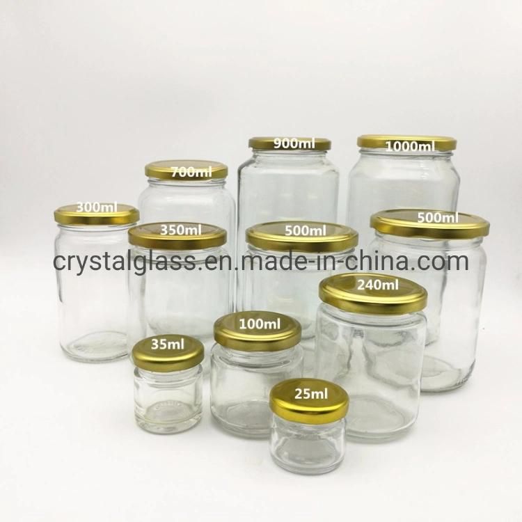 500ml 1000ml Honey Pickles Glass Storage Food Jar with Lug Lid