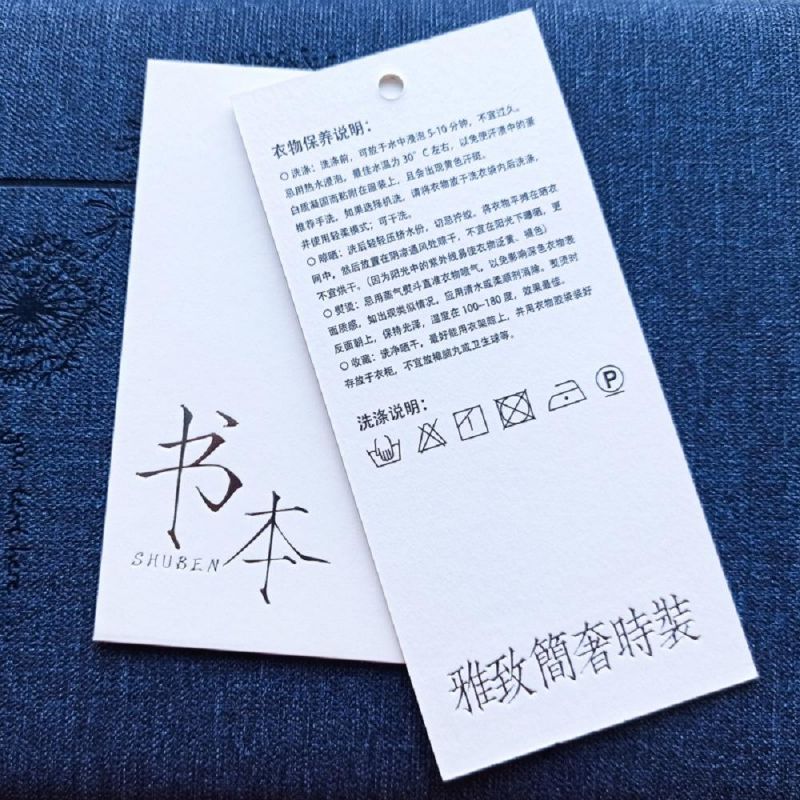 Printed Logo Custom White Paper Hang Tag Printing with Barcode