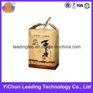 Customized Handled Stand up Flat Bottom Paper Rice Food Bag