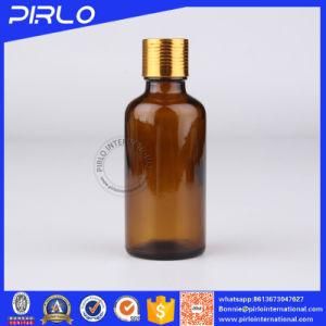 High Quality Empty Amber Glass Essential Oil Bottle with Gold Screw on Cap/Hot Stamping Surface Handling Sealing Type