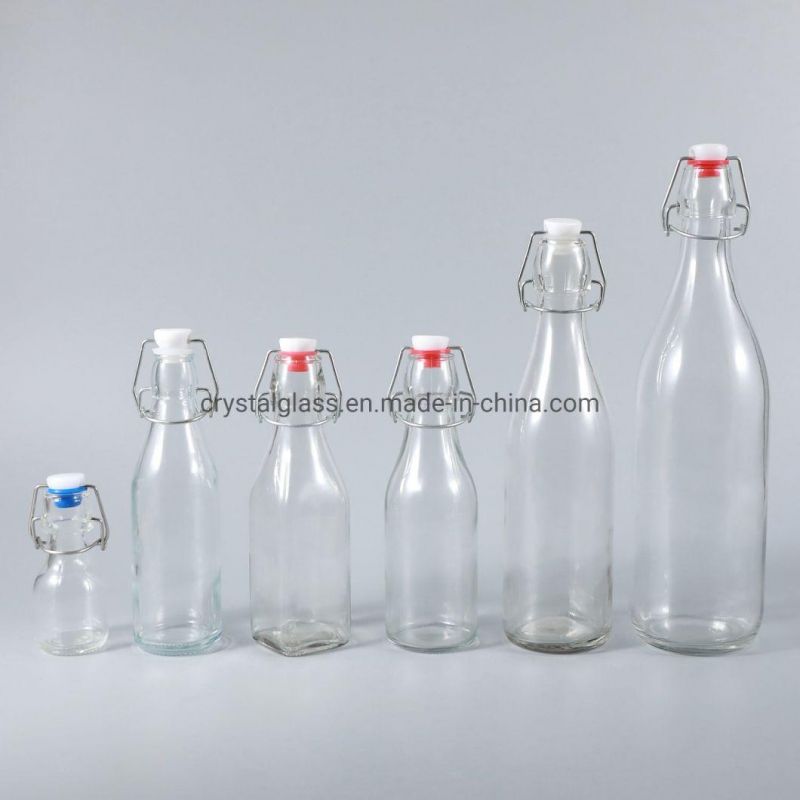 16oz Sodas Soft Drinks Packing Glass Bottle with Swing-Top Cap 250ml 500ml 750ml 1000ml
