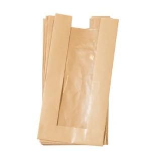 Disposable Take out Unprinted Grocery Bread Bags Brown Kraft Paper Bags