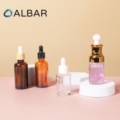 Flat and Oblique Shoulder Face Lotion Glass Bottle with Dropper Pump