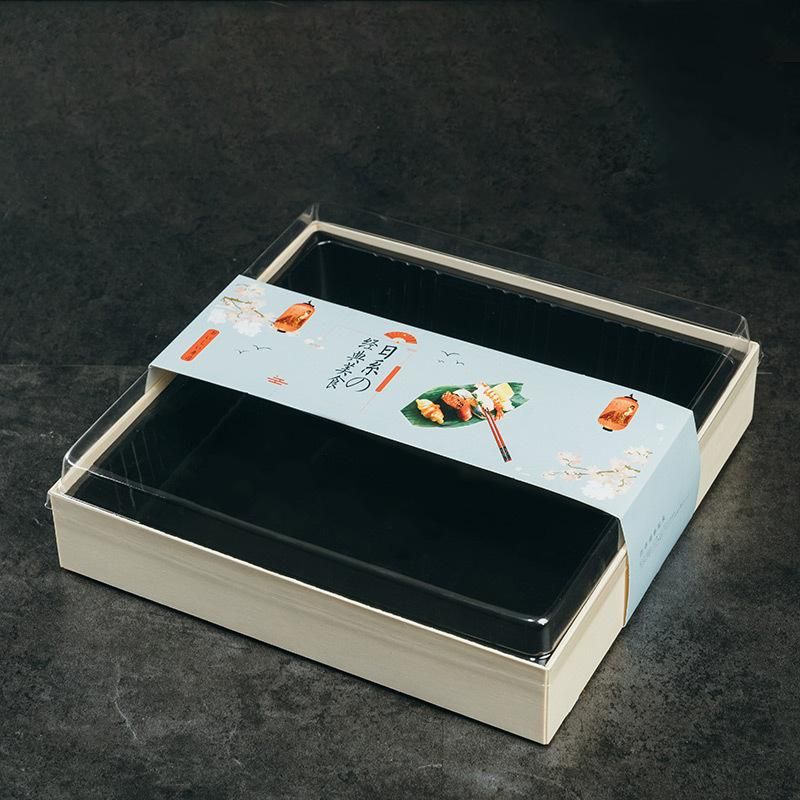 Singe Paper with Double Lamilated Wood Box for Sala Sushi Food Take Away Package