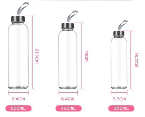 500ml Water Glass Bottle with Customized Logo and Aluminum Screw Cap