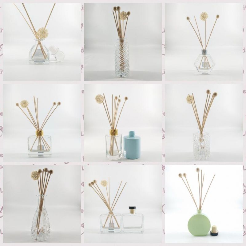 50ml 150ml 250ml Custom Design Empty Perfume Oil Aroma Glass Reed Diffuser Bottle with Rattan Sticks