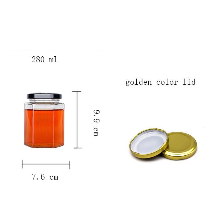 500ml 16 Oz Hexagon Food Storage Glass Jars, Jam Jars, Honey Jars