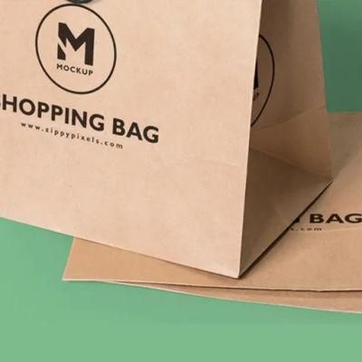 Custom Logo Brown Kraft Bags Shopping Paper Packaging Bags with Handle