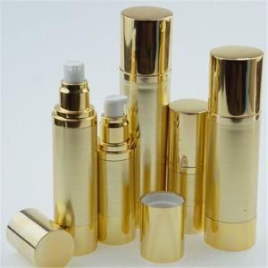 Cosmetic Aluminum Airless Bottle Golden Color 15ml 30ml 50ml Airless Pump Bottle