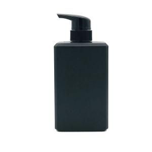 500ml HDPE Plastic Cosmetic Packaging Square Black Shampoo Bottle with Pump