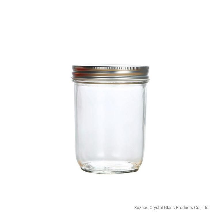 200ml 7oz Round Wide Mouth Mason Food Honey Jam Glass Jar with Metal Lid