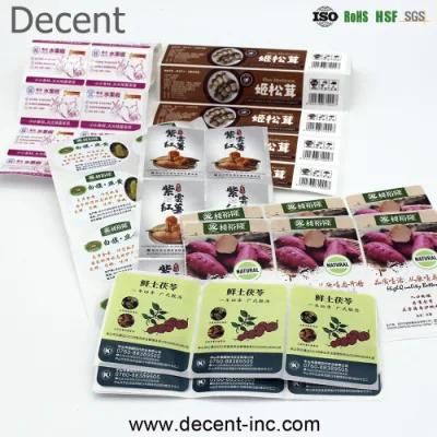 High Quality Custom Color Chocolate Spread Sticker Labels Chocolate Label Bag