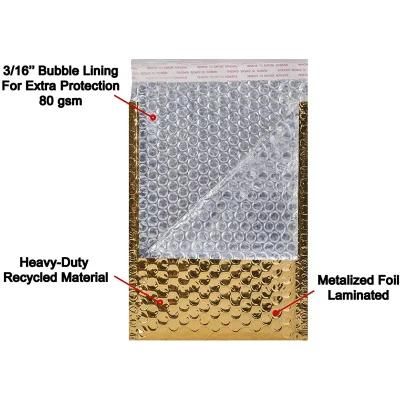 Printed Metallic Foil Rose Gold Plastic Envelopes Mailing Padded Poly Bubble Mailer Bag