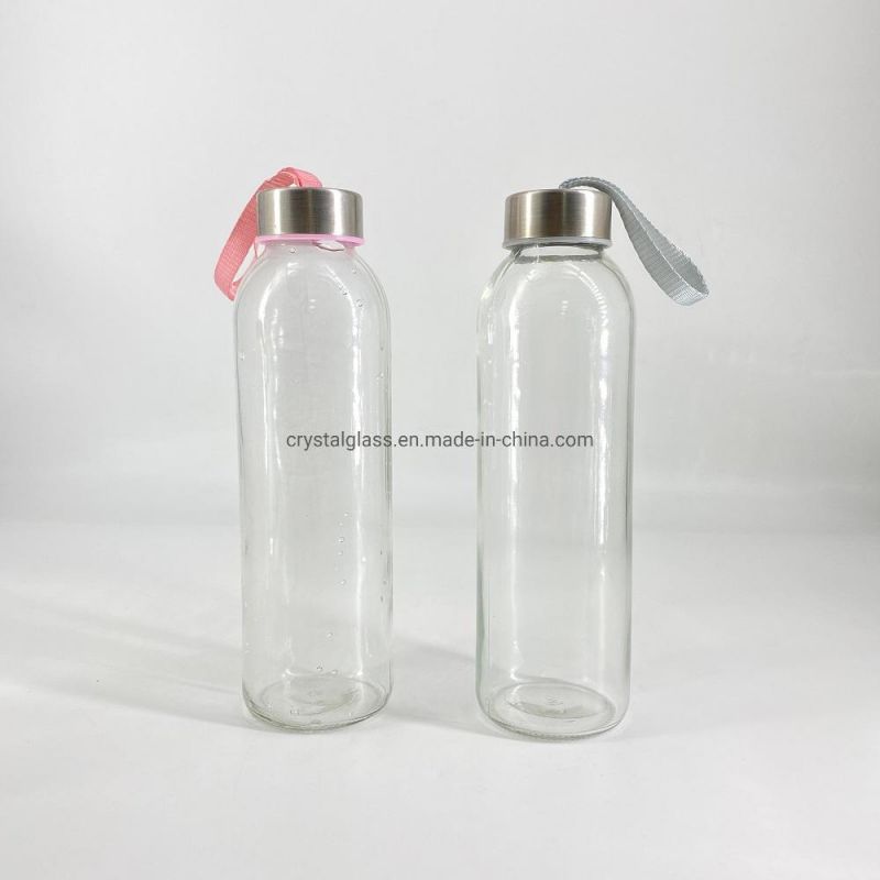 10oz Glass Water Juice Milk Beverage Drinking Bottle with Carrying Loop Cap Food Grade