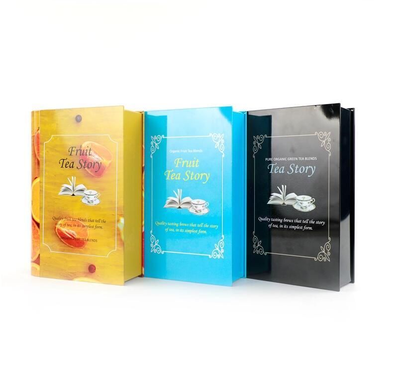 FDA Custom Design Offset Printing Classical Book Shaped Tea Tin Box