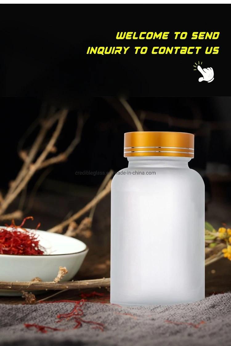 80ml 100ml 150ml Pharmaceutical Packaging Apothecary Clear Amber and Frosted Capsule Glass Medicine Tablets Pill Bottle with Child Proof Cap
