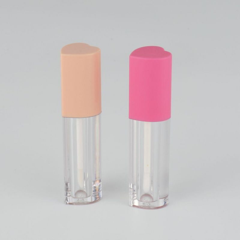 5ml Heart-Shaped Pink Mini Cute Empty Plastic Unique Lipgloss Packaging Custom Lip Gloss Containers Tube with Brush