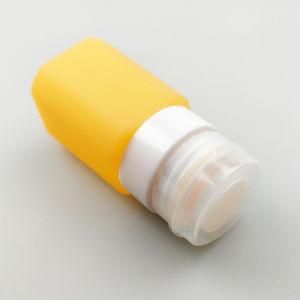Medium Size Cuboid-Shaped Portable FDA/LFGB Food Grade Silicone Travel Bottles, Orange