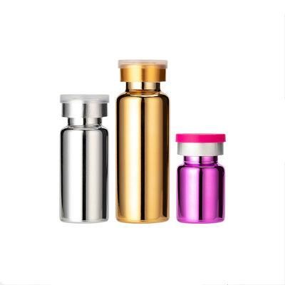 5ml 10ml 15ml 20ml Electroplated Glass Bottle with Ordinary Lid &amp; Grey Plug for Freeze-Dried Powder
