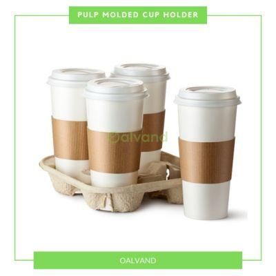 Biodegradable Disposable Takeaway Recycle Paper Pulp Cup Holder (4-cell)