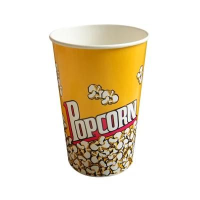 Custom 46oz Popcorn Cup with Dome Lid Paper Bucket