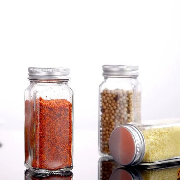 Kitchens Spices Jars 120ml Square Glass Salt Shaker for Salt Pepper