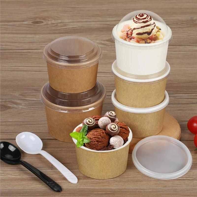 8oz Ice Cream PE Lined Inside & Outside Containers with Spoon