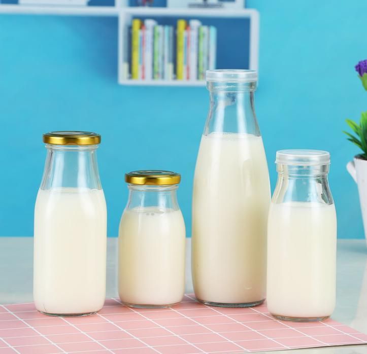 300ml Milk Juice Bottle with Metal Lid and Straw