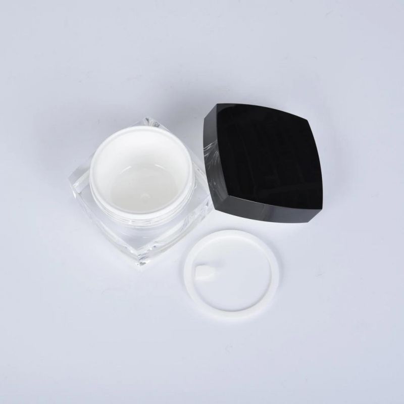 Square 50g Double Wall Container Acrylic Moisturizing Facial Cream Jar