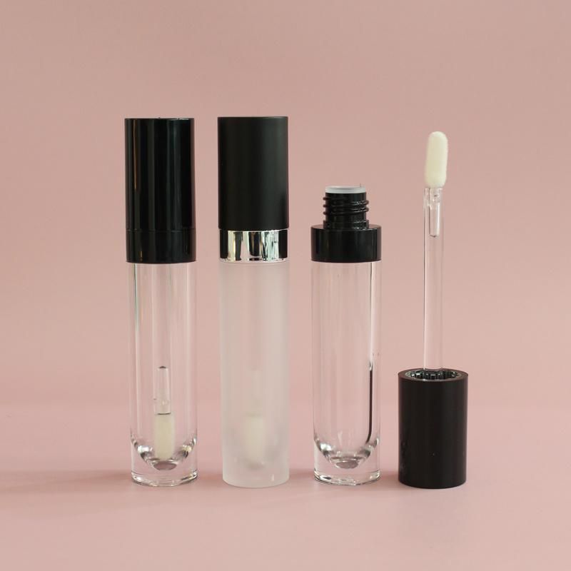 Black Lip Gloss Tube Round Lipgloss Containers Tube with Wand