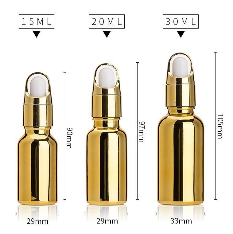20ml 30ml 50ml 100ml Electroplating Gold Color Serum Essential Oil Glass Dropper Bottle