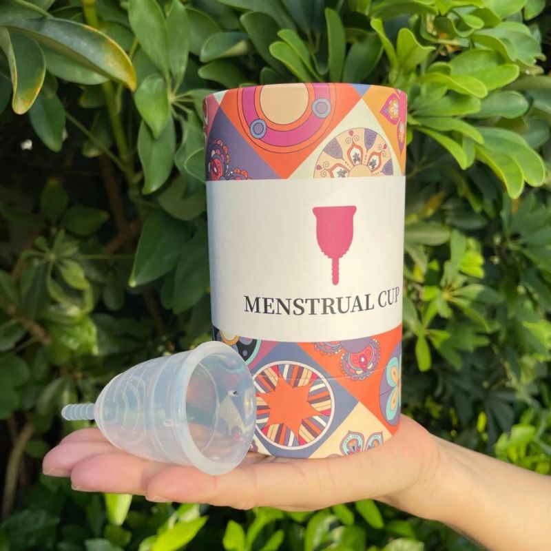 Firstsail Custom Printed Period Menstrual Cup Round Paper Box Packaging Bag Gift Wig Cosmetic Cylinder Tube with PVC Window Lid