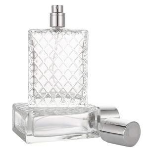 Wholesale 25ml 30ml 50ml Empty Flint Glass Flat Refillable Perfume Bottles with Spray Atomizer