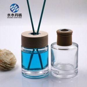 100ml Luxury Round Aroma Diffuser Glass Bottle with Wood Screw Cap