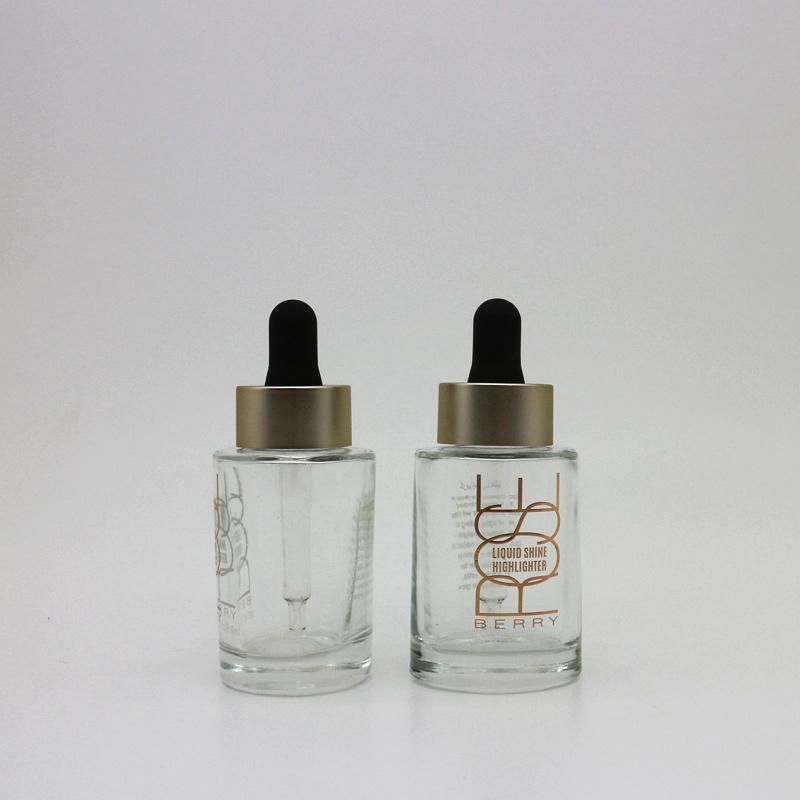 15ml Clear Glass Bottle with Pump and Over Cap for Foundation and Serum