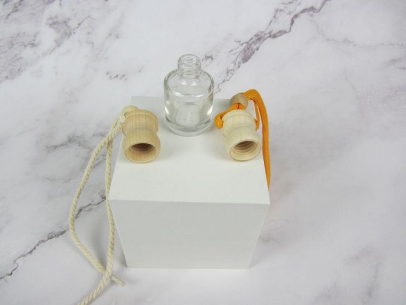 Hanging Car Glass Perfume Bottle with Wooden Cap