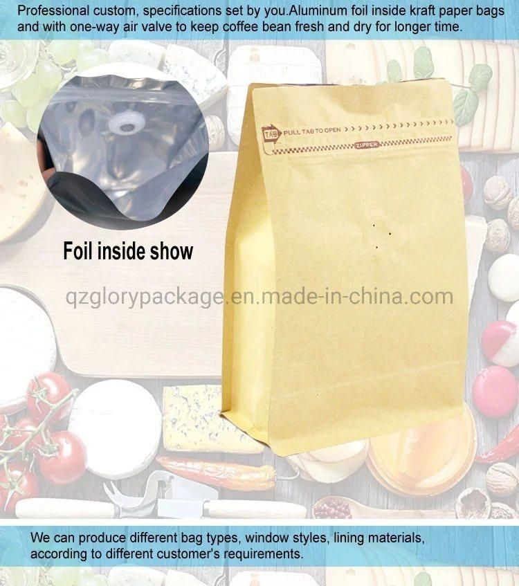 Aluminum Foil Flat Bottom Coffee Packaging Bag with Valve