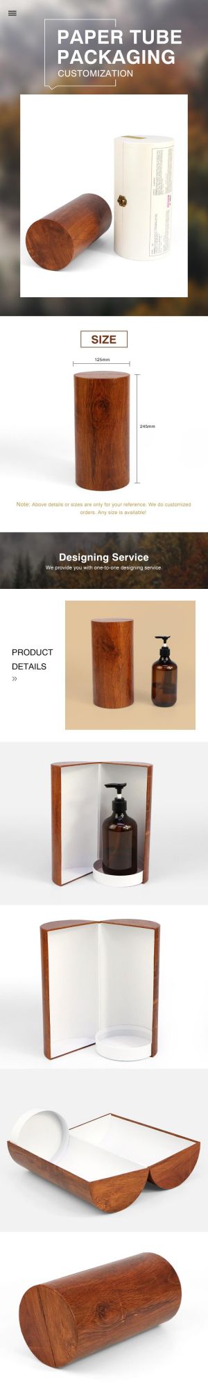 Firstsail Eco Friendly Special Shaped Flip Open Round Gift Packaging Paper Box Tube for Cosmetic Bottle Shampoo Wine Glass Candle Jar