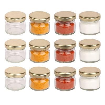 Mini Empty Round Clear Glass Honey Jam Container Jar with Sealing Lid 25ml 30ml