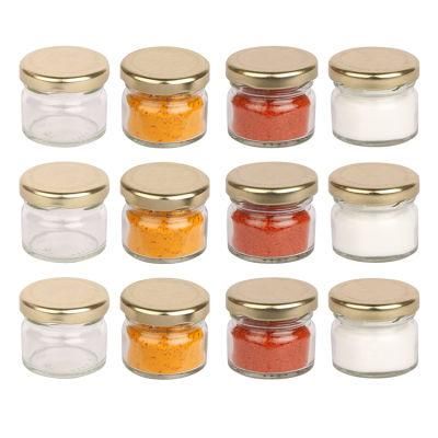 Mini Empty Round Clear Glass Honey Jam Container Jar with Sealing Lid 25ml 30ml