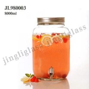 8 Liter Dispenser Glass Jar with Tap for Beverage