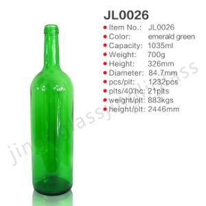 1035 Ml Any Color Wine Bottle with Round Shape Body